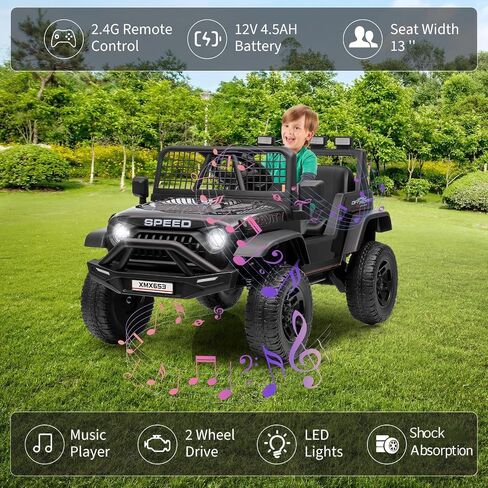 12V Kids Ride on Car Truck, Kids Electric Vehicles Car Ride on Toy Extra Wide Seat and Legroom for Toddlers with Remote Control, 3 Speeds,LED Light,Music,USB for Children 3-6 Years, Pink in Saudi Arabia