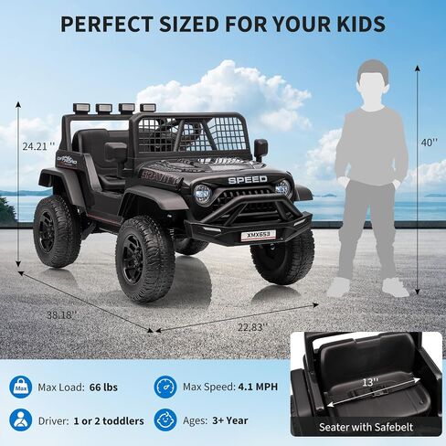 12V Kids Ride on Car Truck, Kids Electric Vehicles Car Ride on Toy Extra Wide Seat and Legroom for Toddlers with Remote Control, 3 Speeds,LED Light,Music,USB for Children 3-6 Years, Pink in Saudi Arabia
