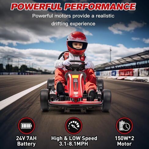 24V Kid Go Kart ، 7AH BATTERN PARETY CORPLEST ، W/150 * 2 Motors ، Drifting Car Soft STANT ، MUSIC ، HORN HURKING AND SANIDE in Kuwait
