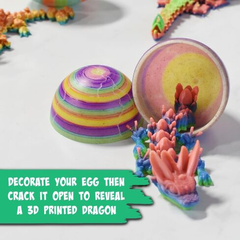 مجموعة أدوات البيض المزينة بالفنون والحرف اليدوية - تشمل البيض ، و 6 علامات ، وبيض تنين مع تنانين ثلاثية الأبعاد في الداخل in Kuwait