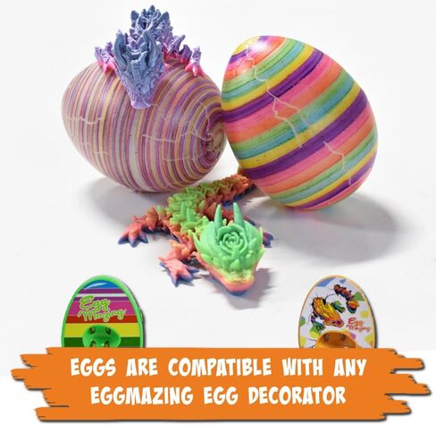 مجموعة أدوات البيض المزينة بالفنون والحرف اليدوية - تشمل البيض ، و 6 علامات ، وبيض تنين مع تنانين ثلاثية الأبعاد في الداخل in Kuwait