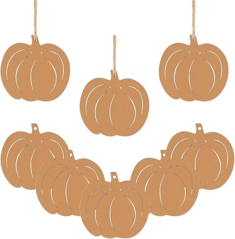 30pcs Mini Pumpkin Wood Cutouts Crafts Wooden Pumpkin Shaped Hanging Ornaments with Hole Hemp Ropes Gift Tags for Fall Harvest Thanksgiving Halloween Christmas Party Decoration, 2.36x2.2 in in Saudi Arabia