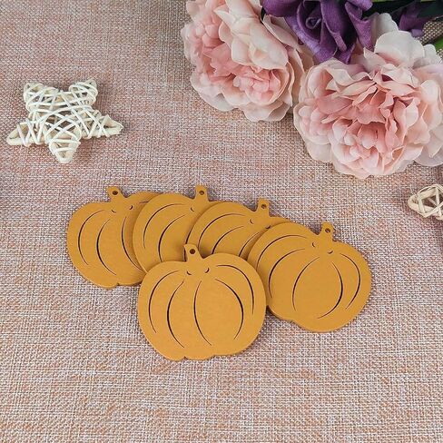 30pcs Mini Pumpkin Wood Cutouts Crafts Wooden Pumpkin Shaped Hanging Ornaments with Hole Hemp Ropes Gift Tags for Fall Harvest Thanksgiving Halloween Christmas Party Decoration, 2.36x2.2 in in Saudi Arabia