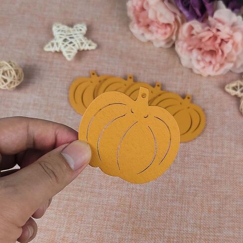30pcs Mini Pumpkin Wood Cutouts Crafts Wooden Pumpkin Shaped Hanging Ornaments with Hole Hemp Ropes Gift Tags for Fall Harvest Thanksgiving Halloween Christmas Party Decoration, 2.36x2.2 in in Saudi Arabia