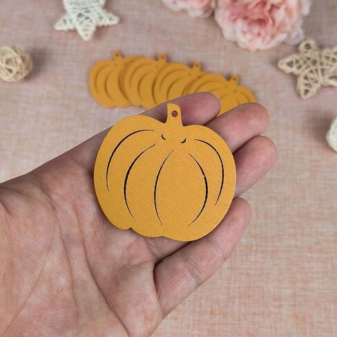 30pcs Mini Pumpkin Wood Cutouts Crafts Wooden Pumpkin Shaped Hanging Ornaments with Hole Hemp Ropes Gift Tags for Fall Harvest Thanksgiving Halloween Christmas Party Decoration, 2.36x2.2 in in Saudi Arabia