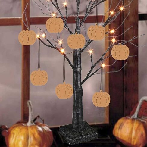 30pcs Mini Pumpkin Wood Cutouts Crafts Wooden Pumpkin Shaped Hanging Ornaments with Hole Hemp Ropes Gift Tags for Fall Harvest Thanksgiving Halloween Christmas Party Decoration, 2.36x2.2 in in Saudi Arabia
