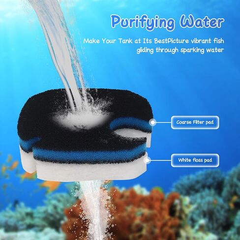 12 Pcs Replacement Canister Filter Pads Compatible with PONDFORSE 172/225/265GPH, Aquarium Filter Floss for AMOSIJOY Canister Filter(6 White Floss Pads & 6 Coarse Filter Pads with Actived Carbon) in Saudi Arabia