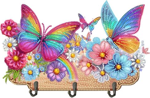 Diamond Art Kits for Adults, DIY Diamond Painting Key Holder for Wall with 3 Hooks for Hanging Keys, Sunglasses, Bag (Cats) in Saudi Arabia