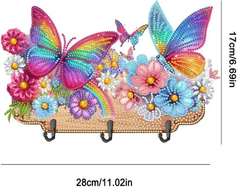 Diamond Art Kits for Adults, DIY Diamond Painting Key Holder for Wall with 3 Hooks for Hanging Keys, Sunglasses, Bag (Cats) in Saudi Arabia