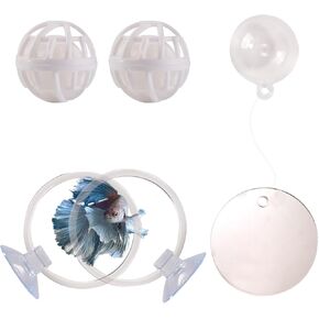 ألعاب Betta Fish ، 2 PCS Fish Exercy Ring و Nitrine Calls Set ، مجموعة لعبة Betta Mirror ، حلقة التغذية مع كوب الشفط ، ملحقات خزان الصيد للهدايا (أحمر) in Kuwait