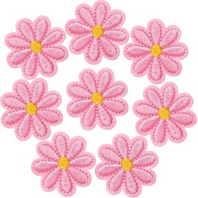 8pcs Flower Iron on Patches, Cute Daisy Embroidered Patches for Hats, Flower Sew On Applique for Clothing Jackets Jeans Hoodies Shirts Packpacks Bags- 8 Colors in Kuwait
