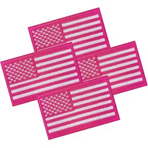 2 PCS Premium USA Flag Patches للزي العسكري: شعارات الروح المعنوية التكتيكية مع تصميم الخطاف والحلقة/الوردي in Kuwait