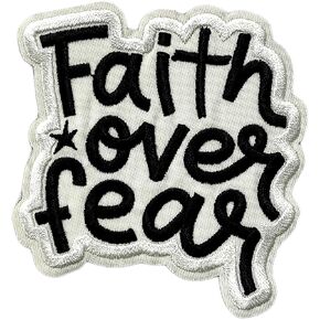Faith Over Fear Patch Religious Iron On/Sew On Embroidered Patches 3" Motivational Embroidery Patch for Jackets, Backpack, Hat, Uniform DIY Sew On Patches Christian DIY Accessories Gifts 3 Inches in Kuwait
