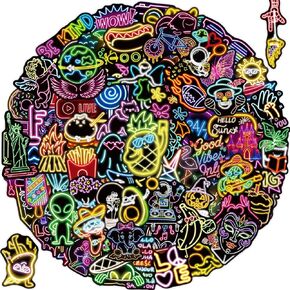 300 Pcs Cool Neon Water Bottle Sticker for Kids Teens, Waterproof Stickers for Water Bottle Laptop Skateboard, Assorted Fun Neon Sticker Pack Prizes for Kids Classroom Party Decorations in Saudi Arabia