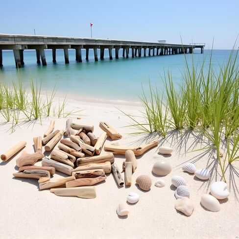 20 Pcs Natural Driftwood Pieces - Mixed-Size Beach Decor for DIY Crafts | Rustic Wood Slices and Branches for Vase Fillers, Photo Frames, Craft Supplies, Unfinished Natural Wood Crafts in Saudi Arabia