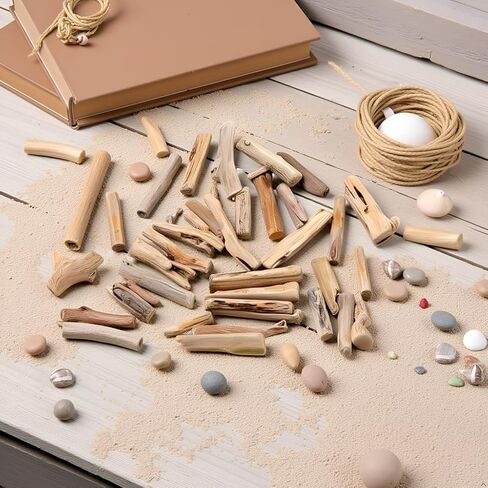 20 Pcs Natural Driftwood Pieces - Mixed-Size Beach Decor for DIY Crafts | Rustic Wood Slices and Branches for Vase Fillers, Photo Frames, Craft Supplies, Unfinished Natural Wood Crafts in Saudi Arabia