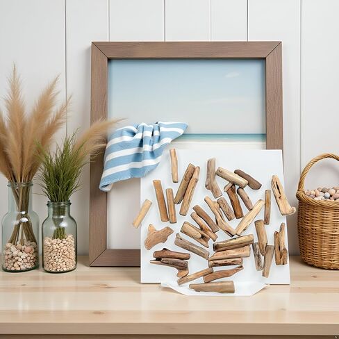 20 Pcs Natural Driftwood Pieces - Mixed-Size Beach Decor for DIY Crafts | Rustic Wood Slices and Branches for Vase Fillers, Photo Frames, Craft Supplies, Unfinished Natural Wood Crafts in Saudi Arabia