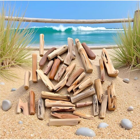 20 Pcs Natural Driftwood Pieces - Mixed-Size Beach Decor for DIY Crafts | Rustic Wood Slices and Branches for Vase Fillers, Photo Frames, Craft Supplies, Unfinished Natural Wood Crafts in Saudi Arabia