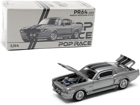 DIECAST MODEL CAR CAR متوافق مع سباق البوب ​​1:64 1967 Shelby Mustang GT500 Gray/Black Limited Edition PR640195 in Kuwait