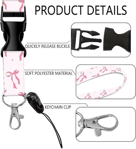 بكرات شارة قابلة للسحب مع مقطع بكرة Carabiner ، اسم معرف العمل ، الحزام شارة الحزام ، حزام هوية هوية شارة الغلاف لممرضة العمل هدايا الطالب (القوس الشريط الوردي) in Kuwait