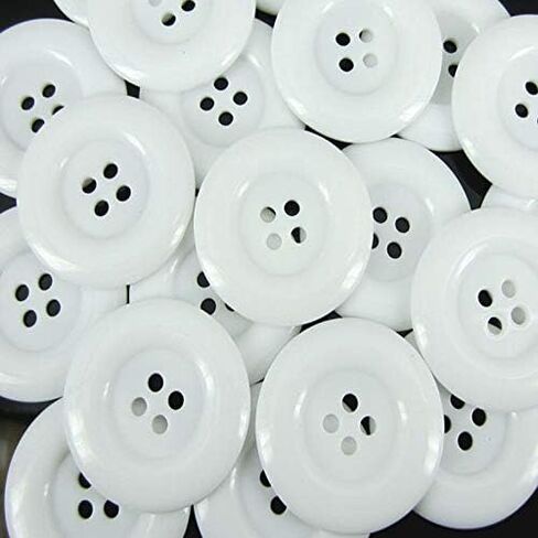 أزرار الخياطة 20pcs 1-3/8 "4 ثقوب أزرار الراتنج البيضاء أزرار بيضاء كبيرة تناسب خياطة القصاصات الحرفية 34.0mm in Saudi Arabia