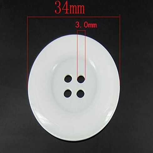 أزرار الخياطة 20pcs 1-3/8 "4 ثقوب أزرار الراتنج البيضاء أزرار بيضاء كبيرة تناسب خياطة القصاصات الحرفية 34.0mm in Saudi Arabia