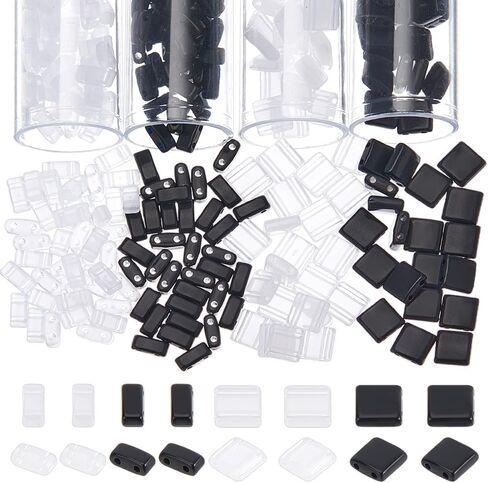 nbeads 440 pcs 2 أنماط Tila حبات ، 5.2x5.2mm/2.3x5.2mm بذرة أكريليك 2 حبات الفواصل الثقب لتصميم المجوهر in Saudi Arabia