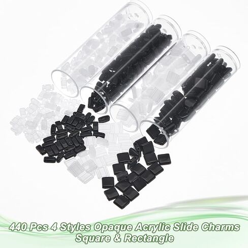 nbeads 440 pcs 2 أنماط Tila حبات ، 5.2x5.2mm/2.3x5.2mm بذرة أكريليك 2 حبات الفواصل الثقب لتصميم المجوهر in Saudi Arabia