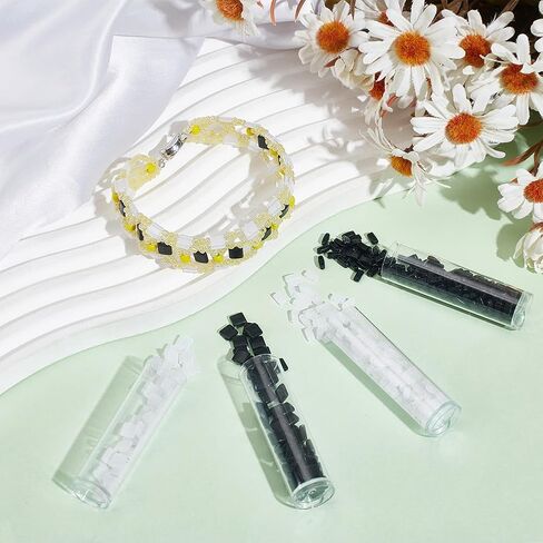 nbeads 440 pcs 2 أنماط Tila حبات ، 5.2x5.2mm/2.3x5.2mm بذرة أكريليك 2 حبات الفواصل الثقب لتصميم المجوهر in Saudi Arabia