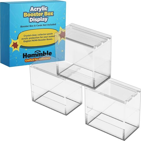 Acrylic Booster Box Display Case by Hammble – Magnetic Lid, 8mm Thick Walls, UV Protection – Fits Standard English PKMN Booster Boxes – Hammble Crafted for Collectors in Saudi Arabia
