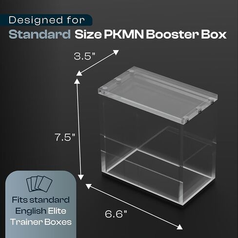Acrylic Booster Box Display Case by Hammble – Magnetic Lid, 8mm Thick Walls, UV Protection – Fits Standard English PKMN Booster Boxes – Hammble Crafted for Collectors in Saudi Arabia