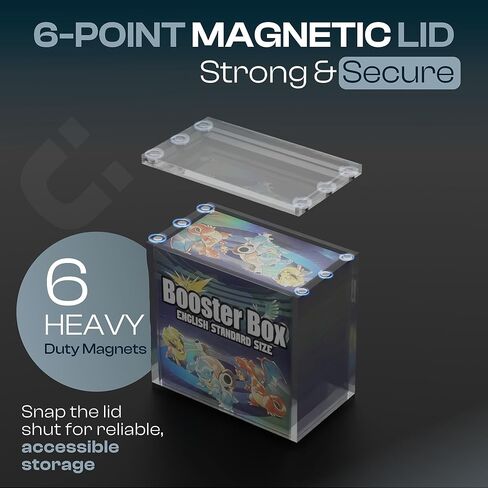 Acrylic Booster Box Display Case by Hammble – Magnetic Lid, 8mm Thick Walls, UV Protection – Fits Standard English PKMN Booster Boxes – Hammble Crafted for Collectors in Saudi Arabia