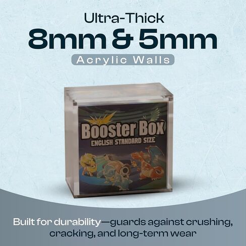Acrylic Booster Box Display Case by Hammble – Magnetic Lid, 8mm Thick Walls, UV Protection – Fits Standard English PKMN Booster Boxes – Hammble Crafted for Collectors in Saudi Arabia