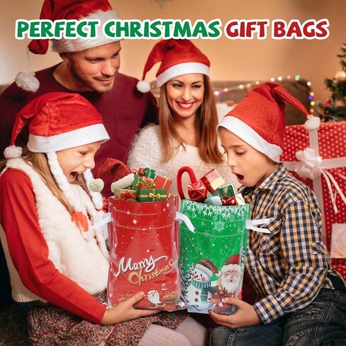 YAEYIA 38PCS Christmas Gift Bags, Holiday Gift Bags Set with Tags, Christmas Drawstring Bags with Festive Patterns，Jumbo/Extra Large/Large/Medium/Small Size in Saudi Arabia