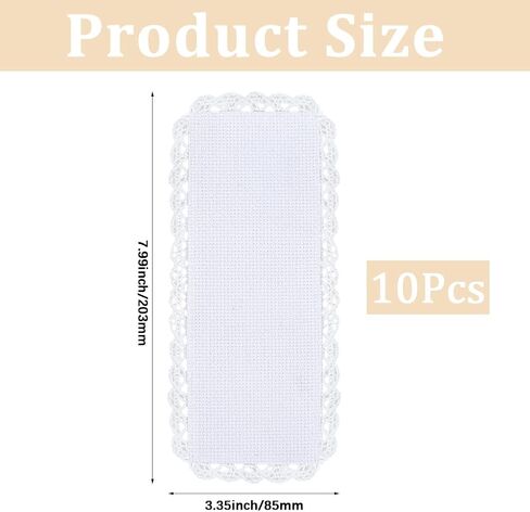 1 Box 10Pcs Cross Stitch Blank Bookmarks Embroidery Needlework Fabric 8 Inch Lace Edge Rectangle White Reading Linen Bookmark Felt Backing for Readers Beginners Crosstitch DIY Craft Supply in Saudi Arabia