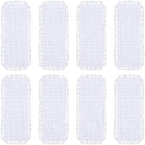 1 Box 10Pcs Cross Stitch Blank Bookmarks Embroidery Needlework Fabric 8 Inch Lace Edge Rectangle White Reading Linen Bookmark Felt Backing for Readers Beginners Crosstitch DIY Craft Supply in Saudi Arabia