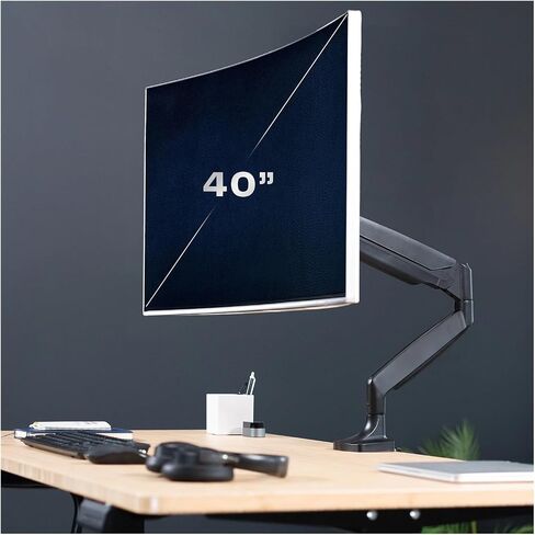 Single Piece Extra Wide 40 Inch Computer Monitor Desk Stand with Pneumatic Spring Arms - in Saudi Arabia