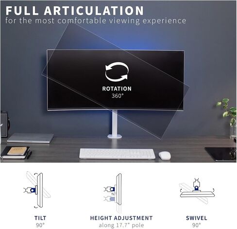 White Single Monitor Adjustable Tilt Desk Stand for 1 LCD Screen 38 Inch in Saudi Arabia
