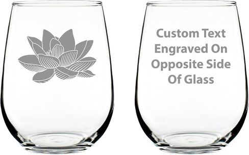 Lotus Stemless Wine Glass - Floral Themed Decor and Gifts for Flower Lovers - Large 17 Oz Glasses in Saudi Arabia
