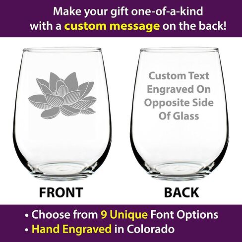 Lotus Stemless Wine Glass - Floral Themed Decor and Gifts for Flower Lovers - Large 17 Oz Glasses in Saudi Arabia
