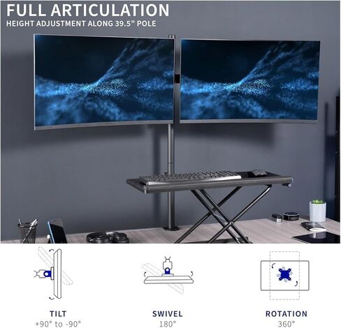 Ultra-Tall Telescopic Dual 27-inch to 38-inch Ultra-Wide Monitor Stand in Saudi Arabia
