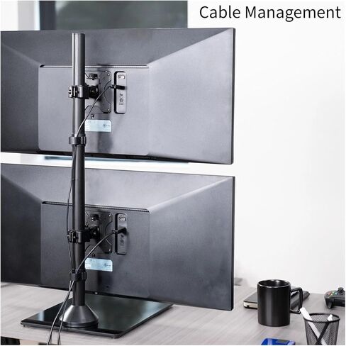 Dual Monitor Vertical Stand with Glass Base, Fits 2 Ultra-Wide Screens up to 34 Inches in Saudi Arabia