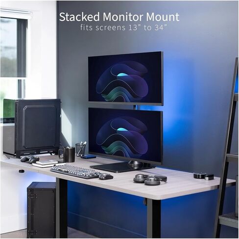 Dual Monitor Vertical Stand with Glass Base, Fits 2 Ultra-Wide Screens up to 34 Inches in Saudi Arabia