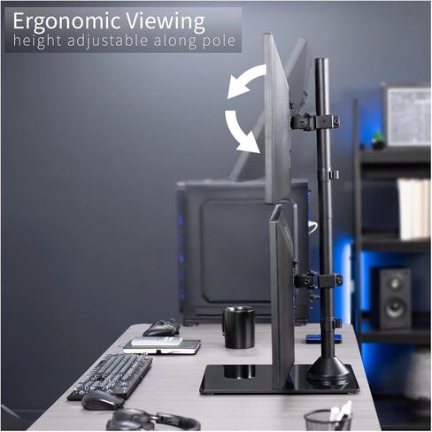 Dual Monitor Vertical Stand with Glass Base, Fits 2 Ultra-Wide Screens up to 34 Inches in Saudi Arabia