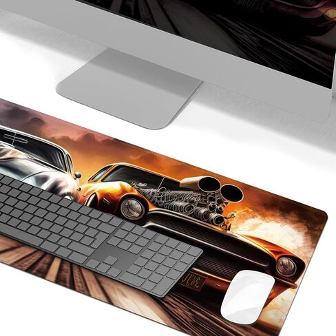 Car Gaming Mouse Pad, Racing Car Sports Game Large Extended Desk Mat 27.5x11.8 inches with Non-Slip Base & Stitched Edges, Waterproof Desk Mat for Office, Home, Laptop, Computer Keyboard in Saudi Arabia