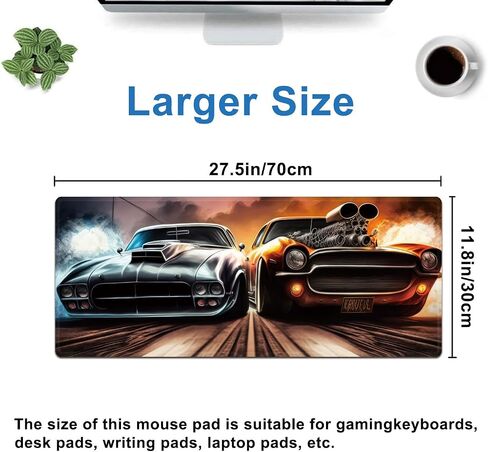 Car Gaming Mouse Pad, Racing Car Sports Game Large Extended Desk Mat 27.5x11.8 inches with Non-Slip Base & Stitched Edges, Waterproof Desk Mat for Office, Home, Laptop, Computer Keyboard in Saudi Arabia