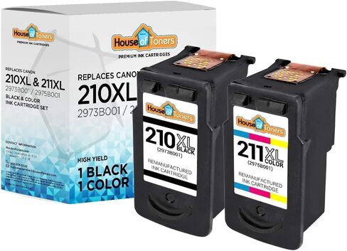 Remanufactured Replacement for Canon PG-210XL Black and CL-211XL Ink Cartridge Color PIXMA iP2700, iP2702, MP240, MP250, MP270, MP280-2-Pack (1-Black & 1-Color) in Saudi Arabia