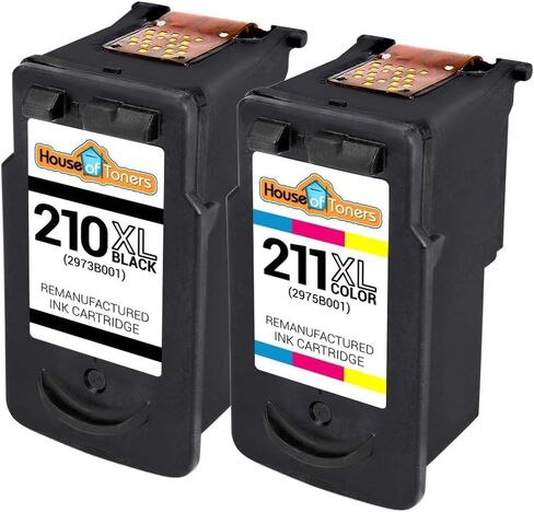 Remanufactured Replacement for Canon PG-210XL Black and CL-211XL Ink Cartridge Color PIXMA iP2700, iP2702, MP240, MP250, MP270, MP280-2-Pack (1-Black & 1-Color) in Saudi Arabia