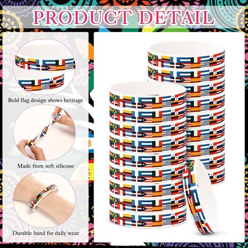 20 Sets Hispanic Heritage Month Party Favors Included Spanish Ballpoint Pens Rubber Bracelets with Flag Bookmarks for Classroom Student Gifts Spanish Heritage Month Party Supplies Decoration in Saudi Arabia