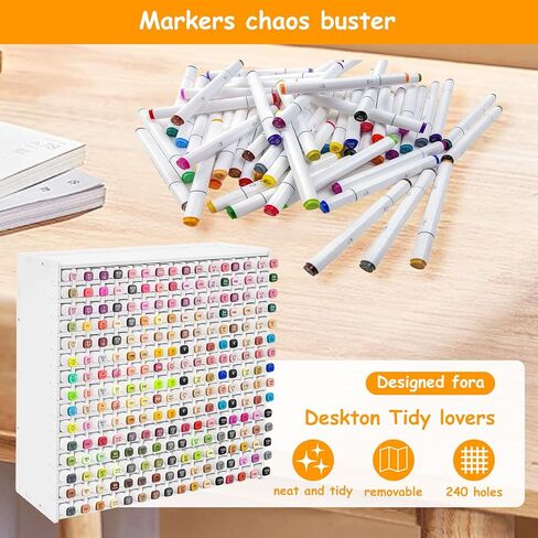رف تخزين العلامة الفنية ، حامل منظم تخزين العلامات ، حامل منظم القلم ، عقد 120 علامة ماركات منظم مع مقسم للأقلام ، فرش الفنون الملونة ، (120 علامة) in Kuwait